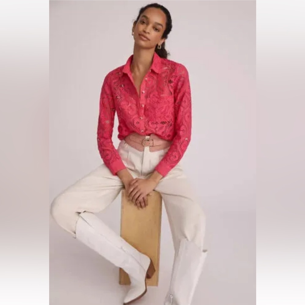 Maeve Lace Button Down-sz 4-Pink-NWT!! - Picture 5 of 5